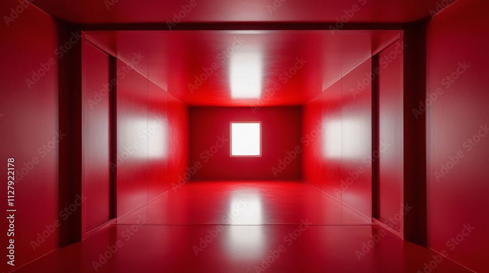 Red empty room or studio. Box top view Red empty room or studio. Box top view