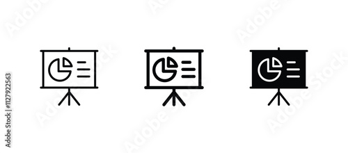 Presentation board icon set vector