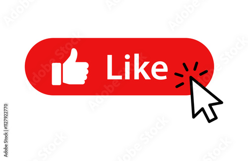 Like button with click cursor icon
