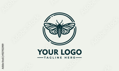 Large vector logo moth in circular design, suitable for horror or Halloweenthemed projects, spooky illustrations, or dark and mysterious concepts