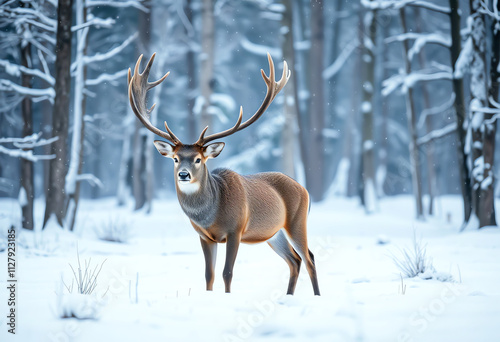 Wallpaper Mural Majestic Winter Stag in Snowy Forest Torontodigital.ca