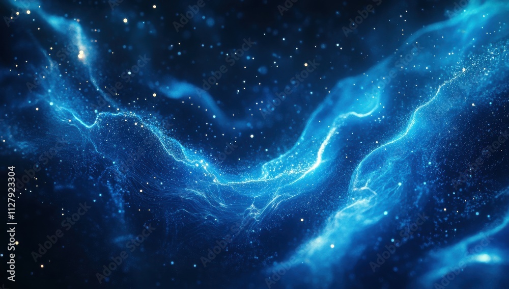 Ethereal Blue Nebula Formation with Glowing Stars and Cosmic Dust in a Deep Space Environment Representing the Vastness of the Universe and Its Wonders