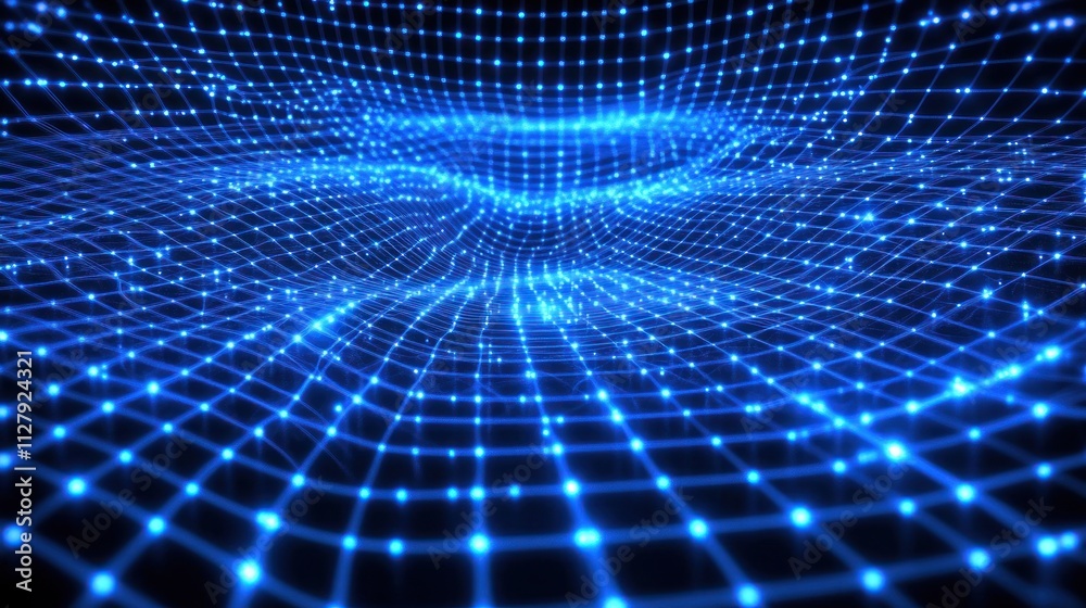 Abstract blue glowing grid, digital network, futuristic technology background. Abstract blue glowing grid, digital network, futuristic technology background.