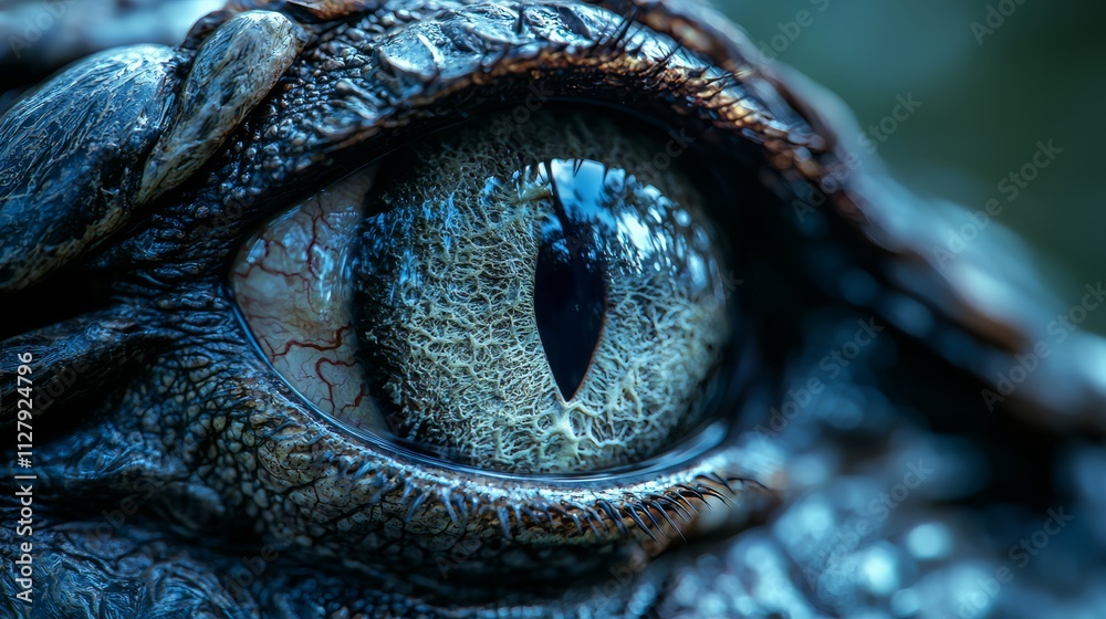 A close-up view of a reptilian eye showcasing intricate textures and vibrant colors.