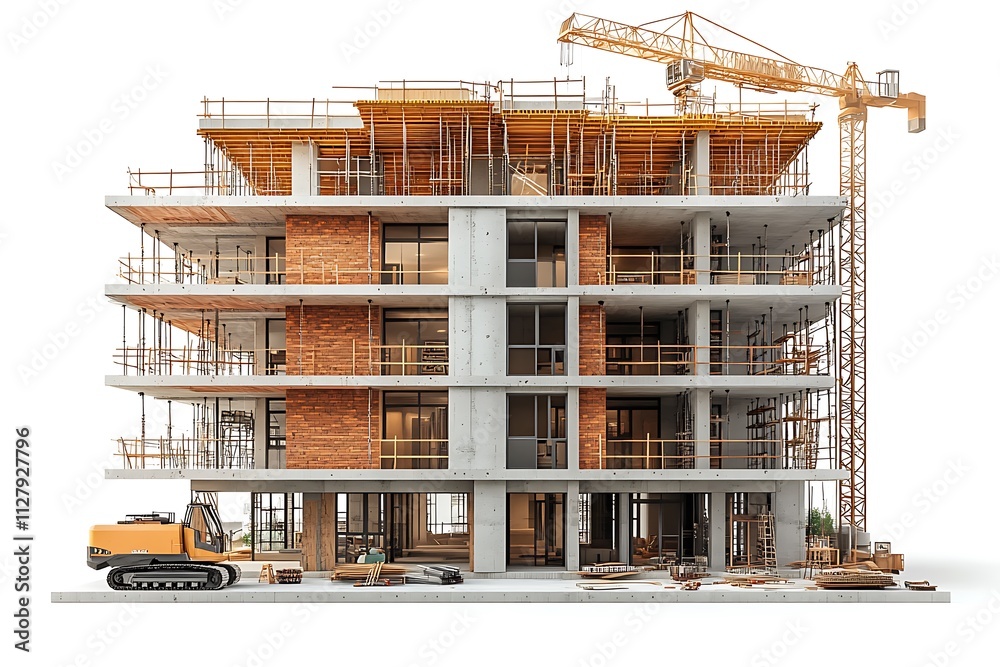 Building under construction on white background. 3d illustration
Building under construction on white background. 3d illustration
