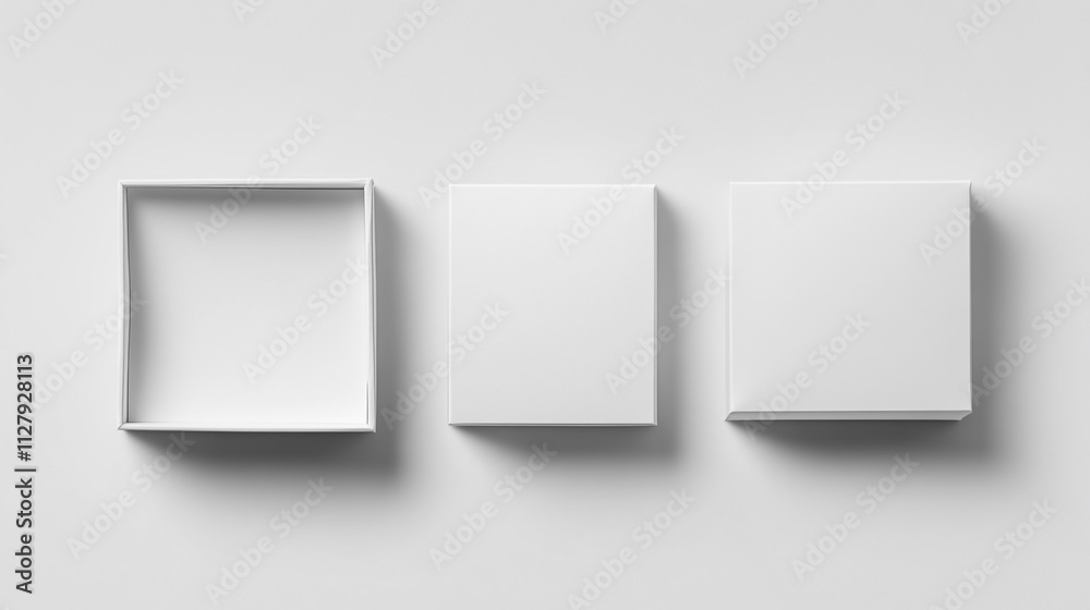 Elegant white boxes arranged for Valentine's Day surprise gifts or sweet treats Elegant white boxes arranged for Valentine's Day surprise gifts or sweet treats