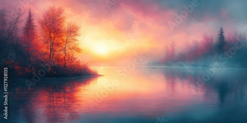 Dreamy Pastel Landscape Soft Colors Blurred Holographic Background