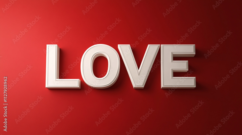 Bright love sign against a red wall, perfect for Valentine’s Day celebration and decoration ideas Bright love sign against a red wall, perfect for Valentine’s Day celebration and decoration ideas