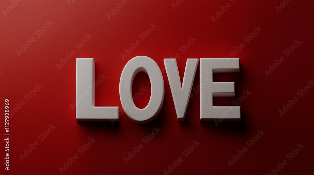 Bold love letters on a vibrant red background ideal for Valentine's Day celebration Bold love letters on a vibrant red background ideal for Valentine's Day celebration