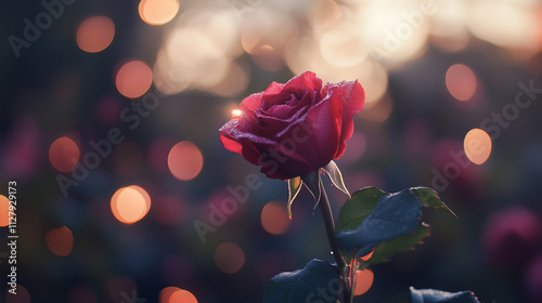 Celebrate love with a beautiful rose on Valentine's Day at sunset