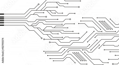 Computer circuit board texture. Technology pattern. Abstract illustration of silicon chip. Digital tech background in white and gray color