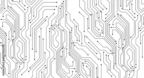 Computer circuit board texture. Technology pattern. Abstract illustration of silicon chip. Digital tech background in white and gray color