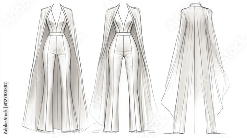 Ultra detailed, photorealistic fashion design sketch of a structured midi dress with a boat neckline
