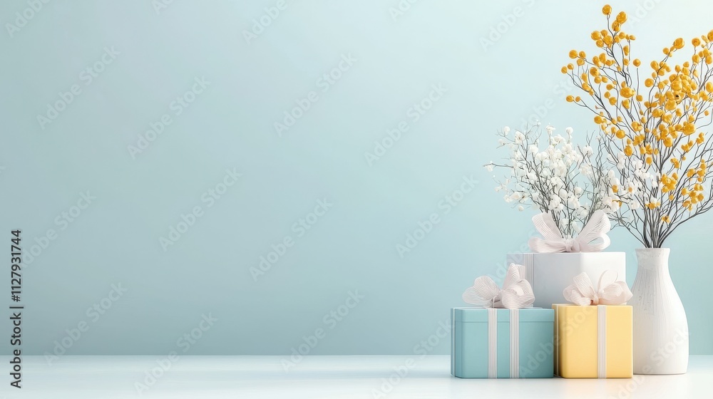 Stylish chic gift box with geometric patterns on smooth surface modern indoor setting decorative arrangement elegant presentation contemporary aesthetic for special occasions
