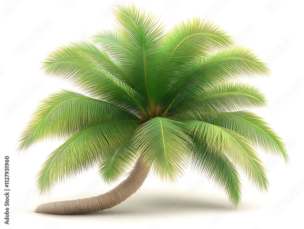 Fototapeta premium Lush Green Coconut Palm Tree Isolated on White Background