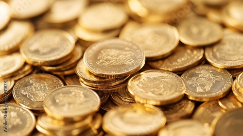 Golden Coins Pile  Wealth  Abundance  Financial Success  Luxury  Money  Investment  Bankin photo