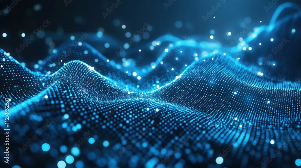 Abstract blue particle wave background. Abstract blue particle wave background.