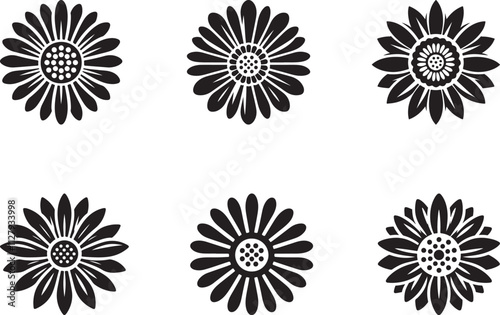 Wallpaper Mural Gerbera flower icon set silhouette vector, Flower icon, flower line art vector illustration Torontodigital.ca