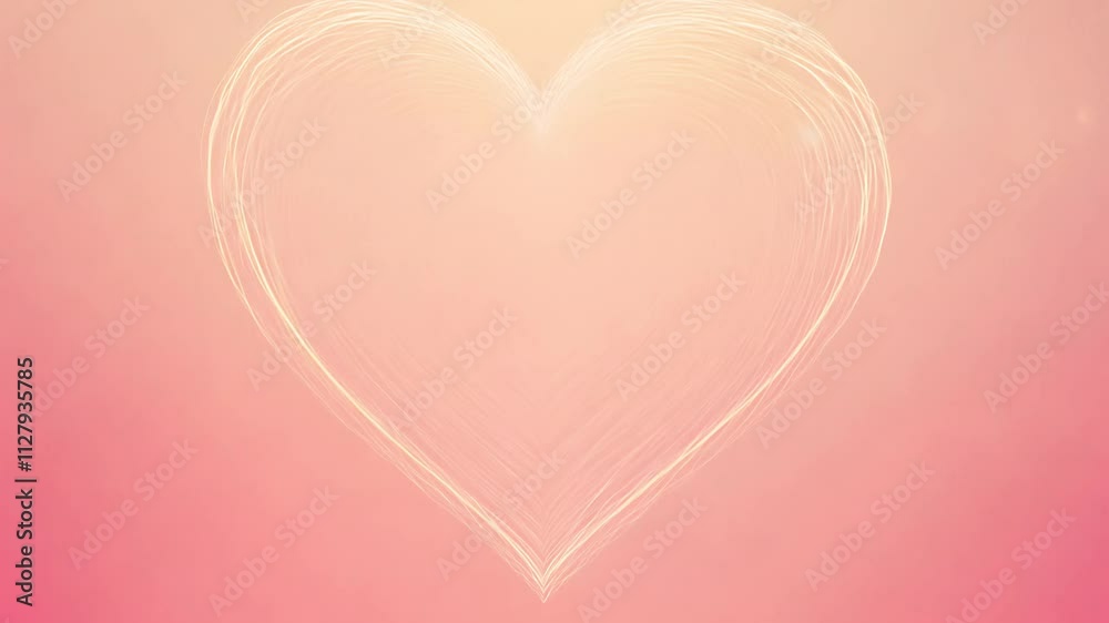Blush pink to coral gradient video with rose gold bokeh and shimmering stardust effects, particles move in gentle swirls, creating heart-shaped patterns