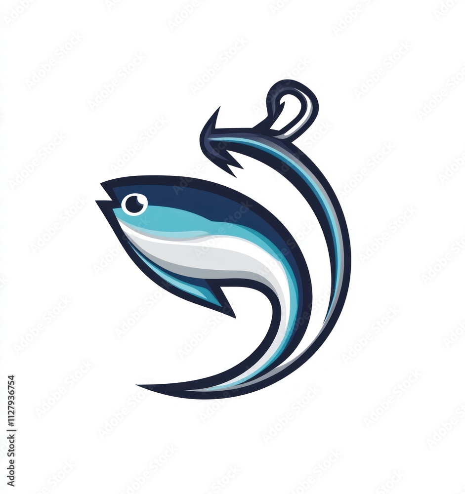 Stylized fish hooked illustration. Stylized fish hooked illustration.