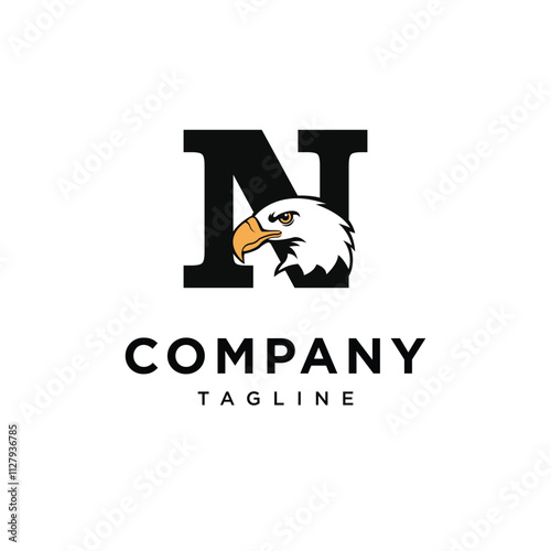 Letter N Bald Eagle Logo Icon Vector