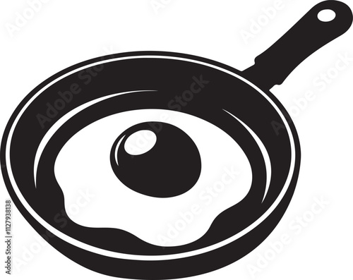 egg on frying pan silhouette design vector art illustration