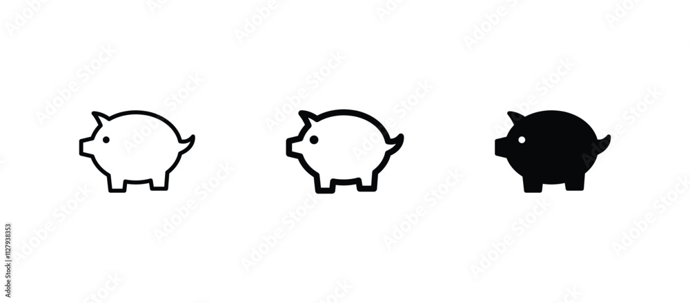 Piggy bank icon set vector. piggy symbol icon Piggy bank icon set vector. piggy symbol icon
