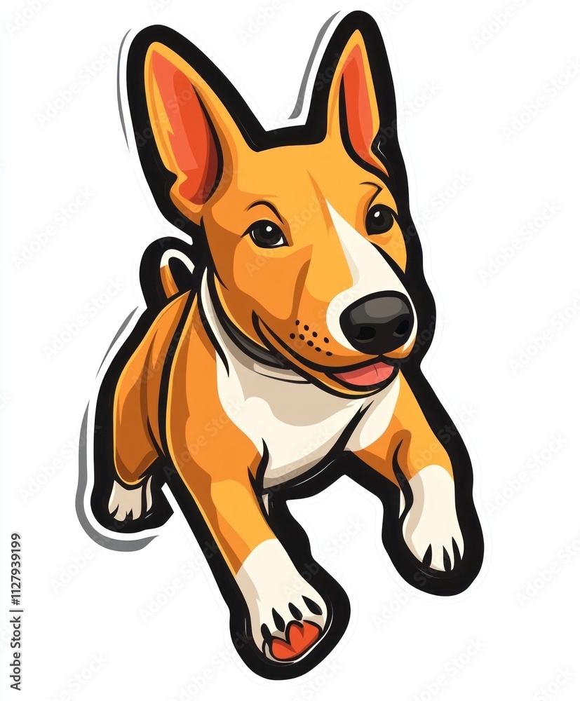 Playful orange and white bull terrier puppy. Playful orange and white bull terrier puppy.