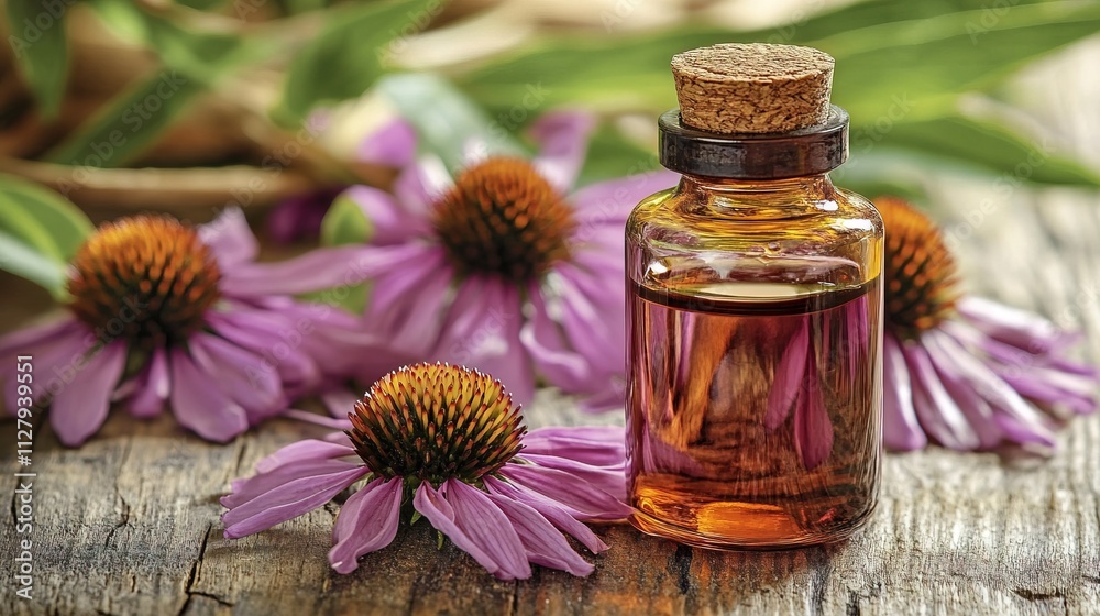 Herbalist Prepares Echinacea Tincture Freshly Herbalist Prepares Echinacea Tincture Freshly