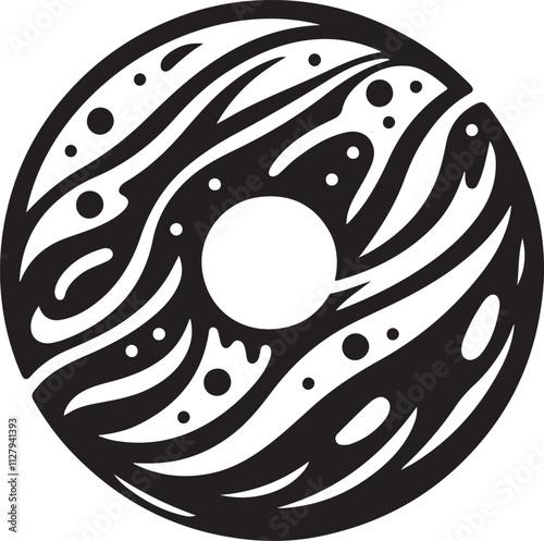 Donut vector illustration, Donuts silhouette vector, Donut line art vector