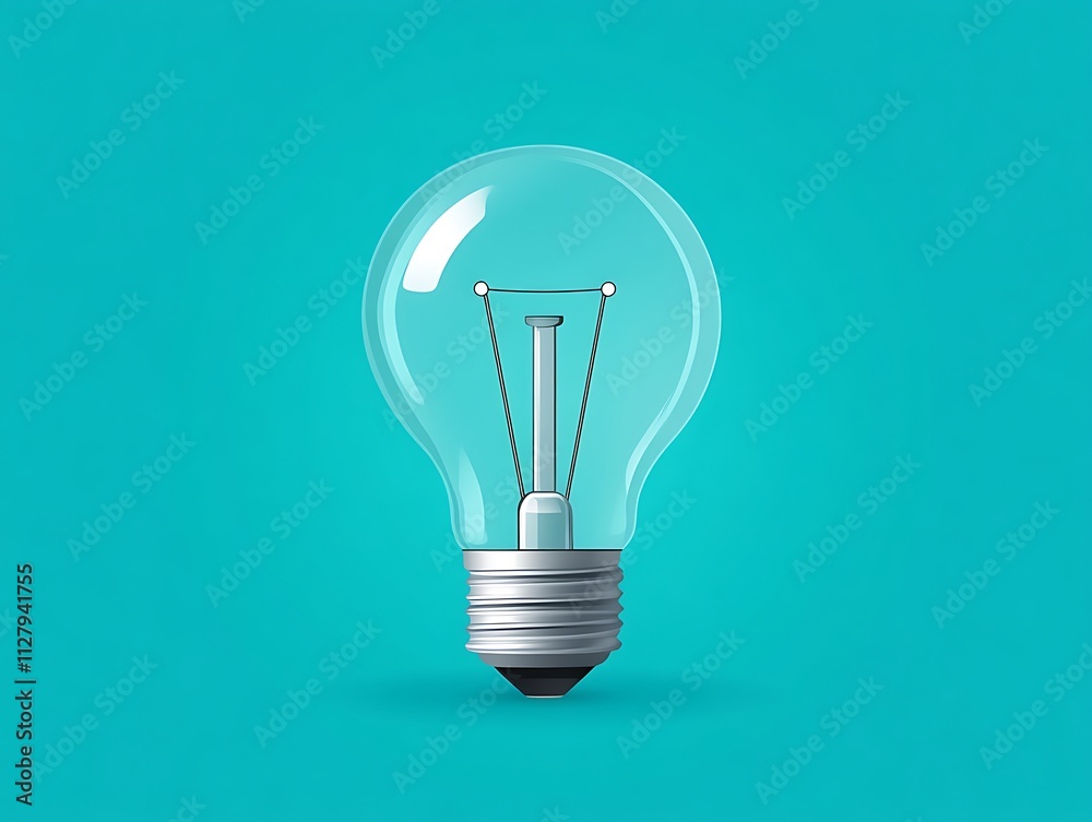 A Clear Lightbulb Against A Teal Background A Clear Lightbulb Against A Teal Background