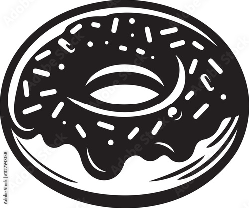 Donut vector illustration, Donuts silhouette vector, Donut line art vector
