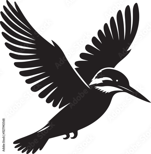 Creative Kingfisher silhouette vector illustration design, Black Kingfisher vector photo