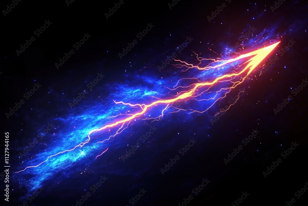 Blue Lightning Flash Cyberpunk Dynamic Illustration