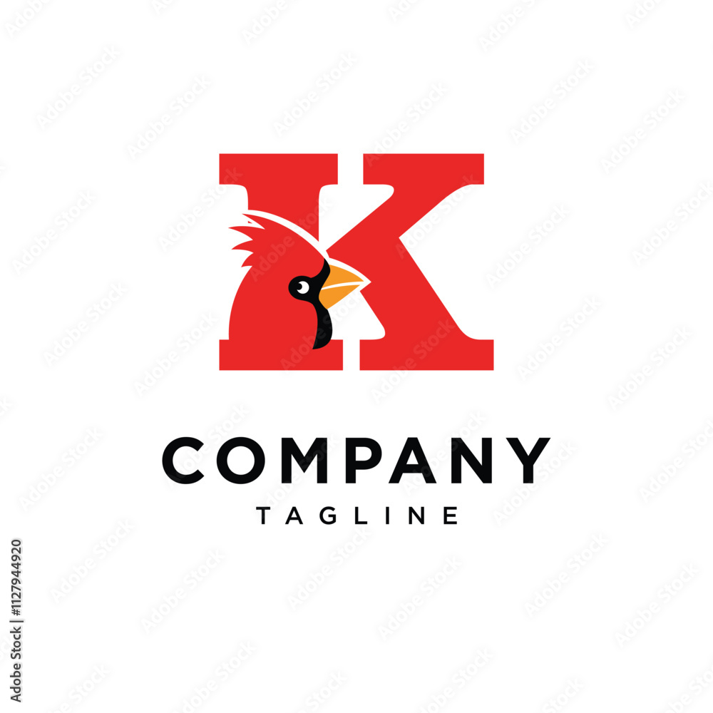 Letter K Cardinal Bird Logo Icon Vector Letter K Cardinal Bird Logo Icon Vector