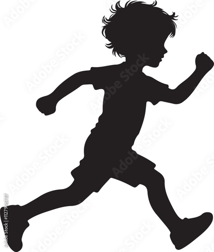 Cute Child Running Silhouette vector, Child Running Silhouette vector illustration design