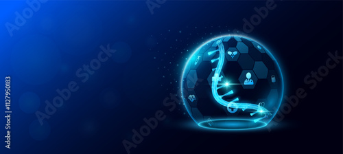 Wallpaper Mural RNA Chromosome cell human inside transparent dome shield protection futuristic with medical icon. Technology innovation health care. Empty space for text. Medical science banner. Vector. Torontodigital.ca