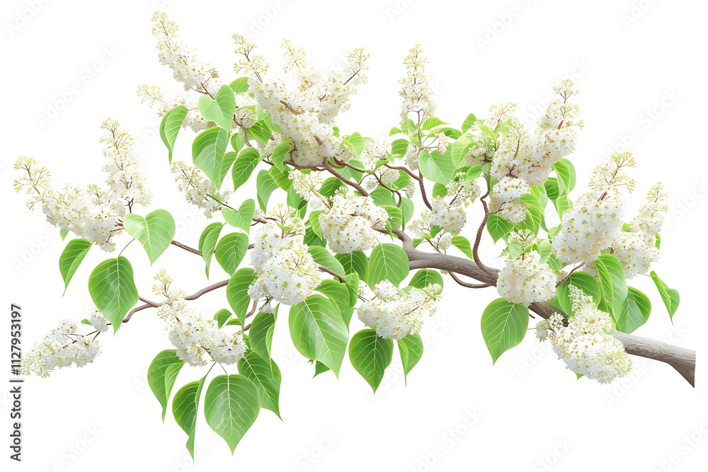Fototapeta premium White jasmine tree isolated on white background with clipping path.
