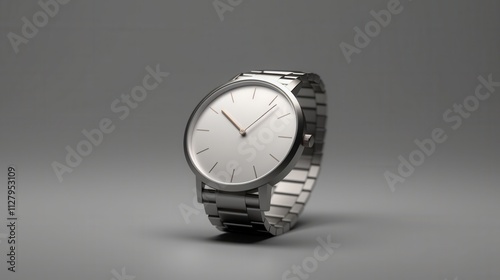 Minimalist silver wristwatch with white face.