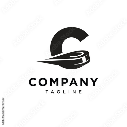 Canvas Print Letter C Ice Hockey Logo Icon Vector