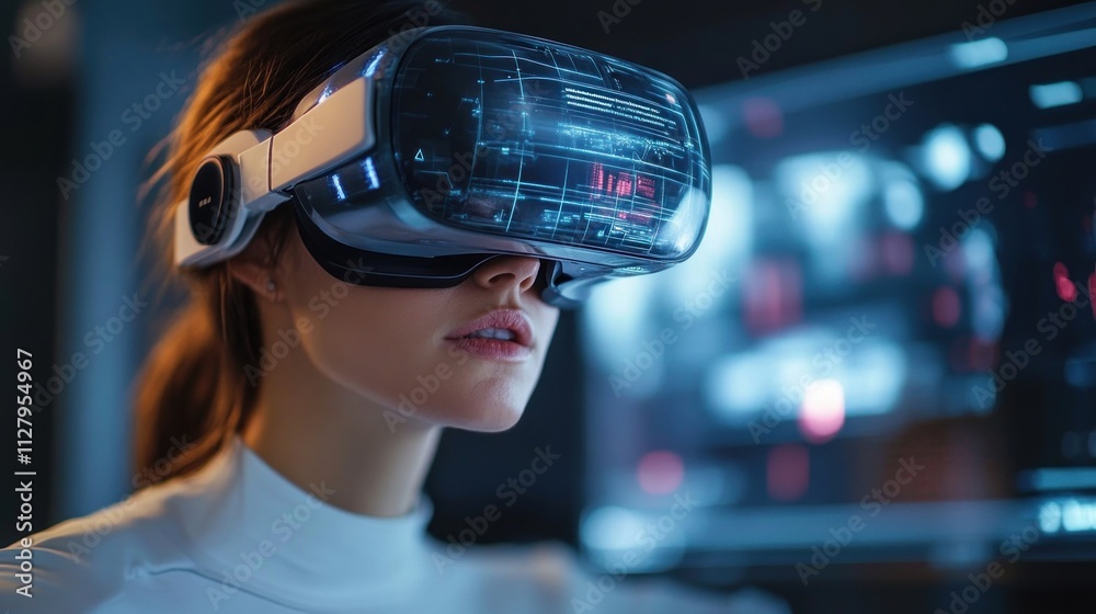 Virtual Reality Engineer Using VR Headset to Control Bionic Limb in Interactive Cyberpunk Environment Virtual Reality Engineer Using VR Headset to Control Bionic Limb in Interactive Cyberpunk Environment