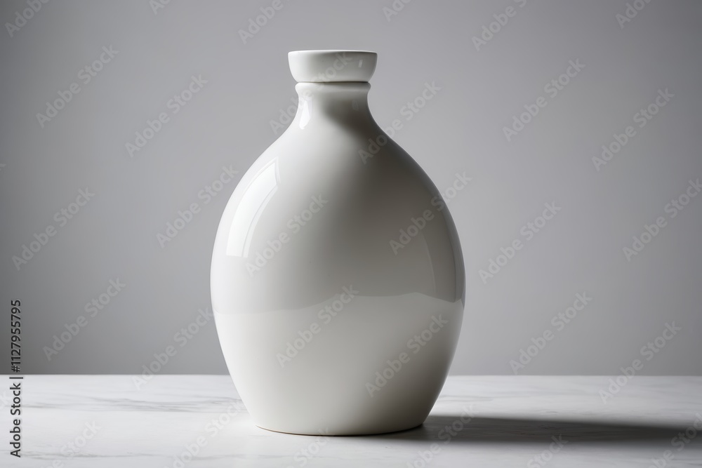 there is a white vase sitting on a table with a gray background there is a white vase sitting on a table with a gray background