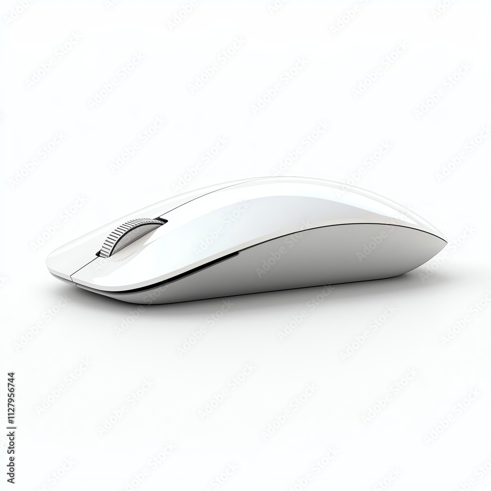 A sleek, modern white computer mouse viewed from the side, featuring a streamlined design and minimalist aesthetic. A sleek, modern white computer mouse viewed from the side, featuring a streamlined design and minimalist aesthetic.