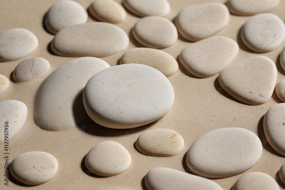 arafed white rocks and pebbles on a table with a small white stone arafed white rocks and pebbles on a table with a small white stone