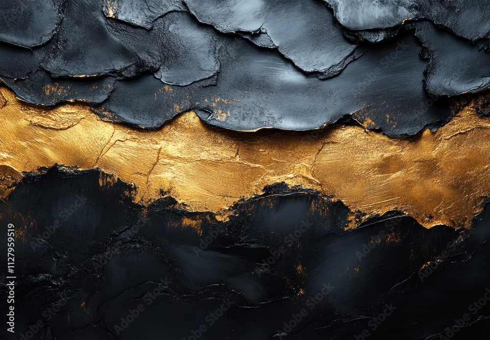 Gold Brush Strokes on Black Background Abstract Art Gold Brush Strokes on Black Background Abstract Art