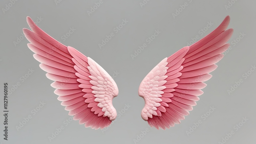 Isolated pink angle wings on a clear or white background Isolated pink angle wings on a clear or white background
