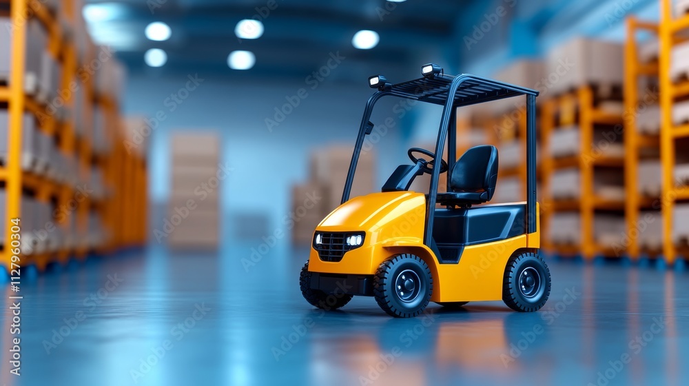 Modern Yellow Forklift in Warehouse Environment