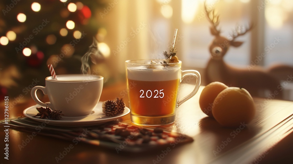Cozy Christmas 2025 drinks by the window. Cozy Christmas 2025 drinks by the window.