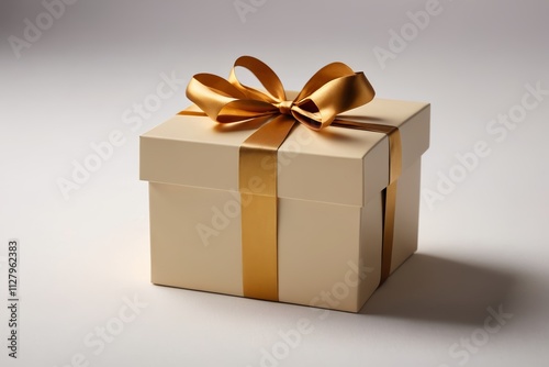 there is a gold ribbon on a white gift box