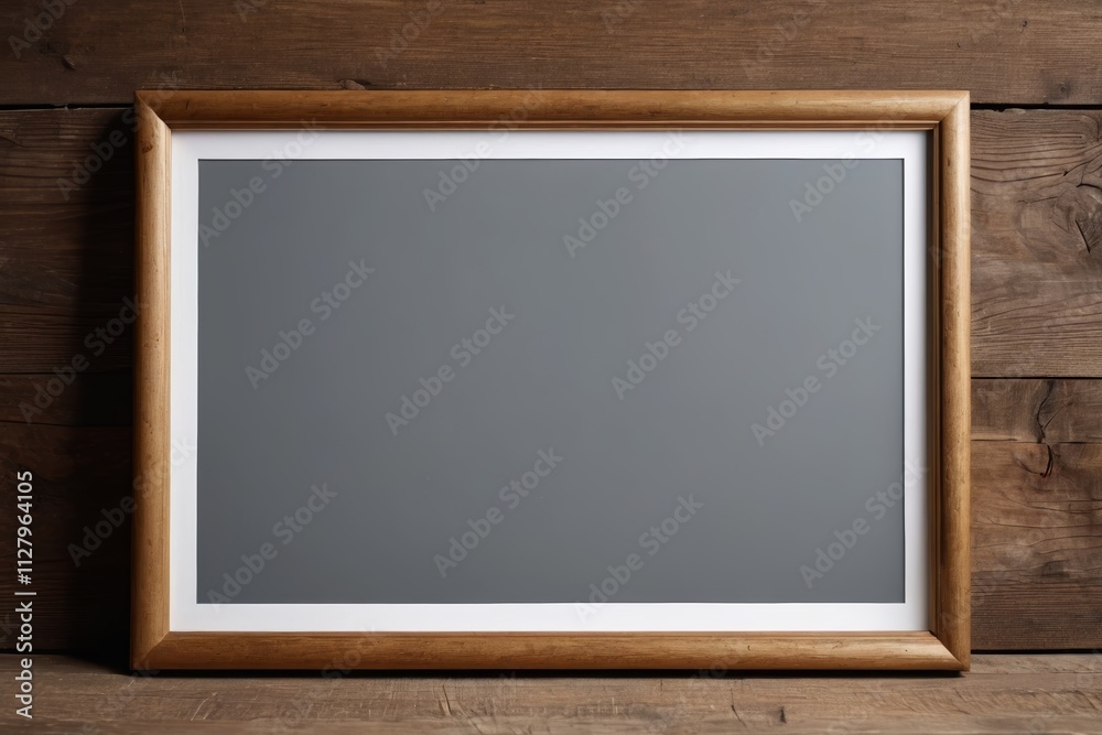 there is a picture frame on a wooden wall with a gray background there is a picture frame on a wooden wall with a gray background